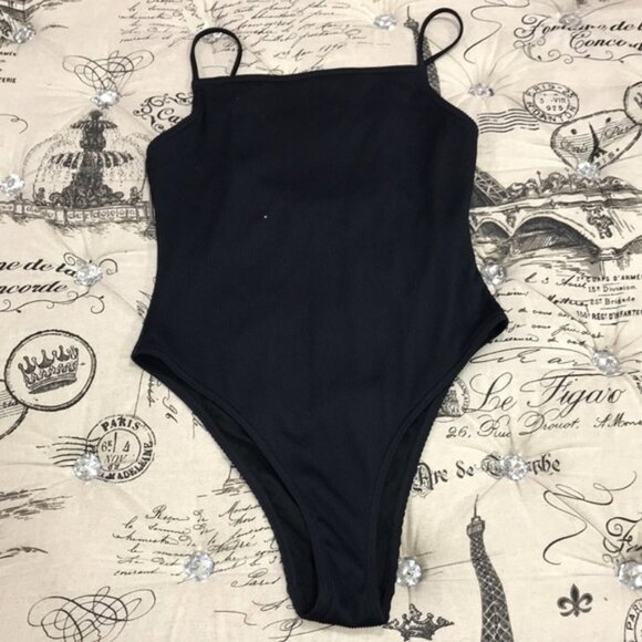 TOPSHOP Belted Ribbed One-piece Swimsuit - Picture 2 of 6